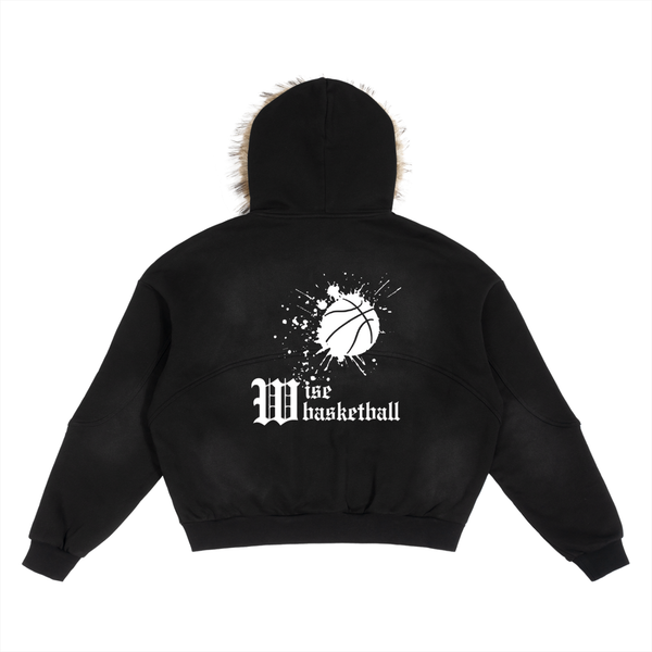 Wise Luxury Sun Fade Boxy Detachable Fur Hoodie